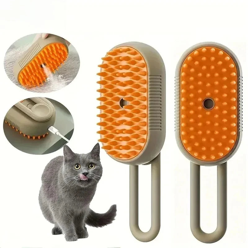 Petopia® - 3-in-1 Steam Pet Brush – Groom, De-Shed & Massage