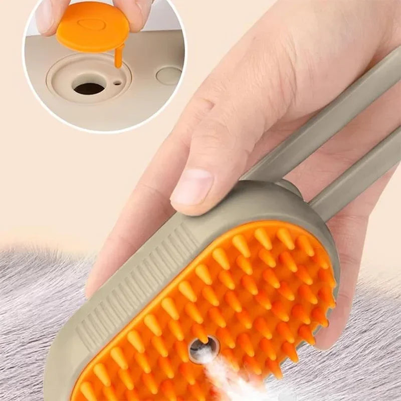 Petopia® - 3-in-1 Steam Pet Brush – Groom, De-Shed & Massage
